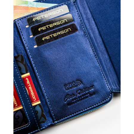 Granatrote Damen-Geldbörse aus Öko-Leder mit RFID-System – Peterson