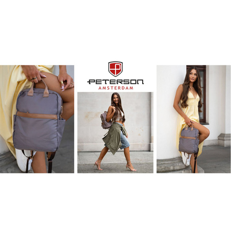 Grauer, städtischer Damen-Rucksack aus Nylon – Peterson