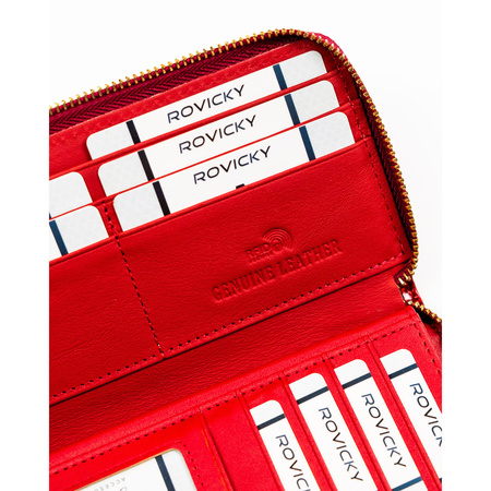 Lackierte Federmappen-Geldbörse aus Naturleder in Rot mit Reißverschluss – Rovicky