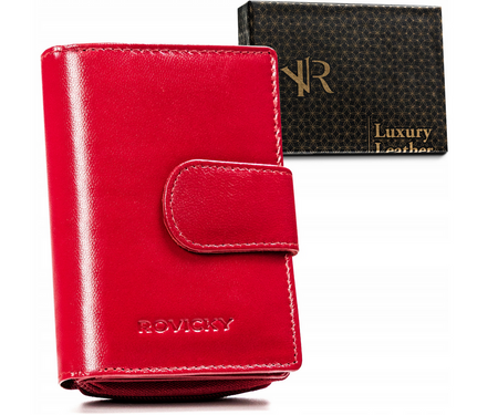 Kleine Damen Geldbörse aus Leder mit Druckknopf – Rovicky