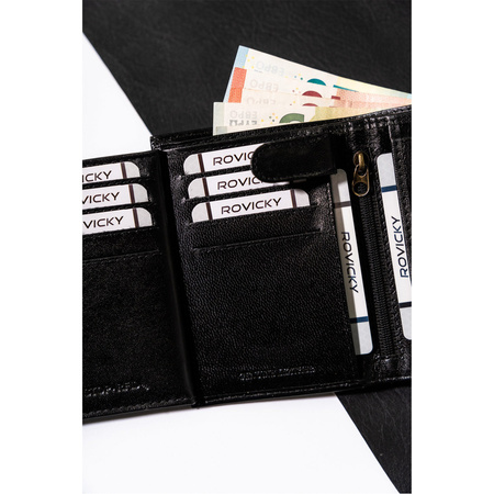 Elegante vertikale Geldbörse aus echtem Leder – Rovicky