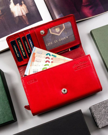 Große Damen Geldbörse aus Leder mit Druckknopf – Peterson