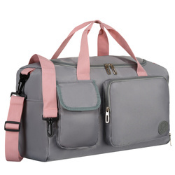 Sport-Reisetasche aus Polyester in Grau-Rosa mit Reißverschluss – Peterson