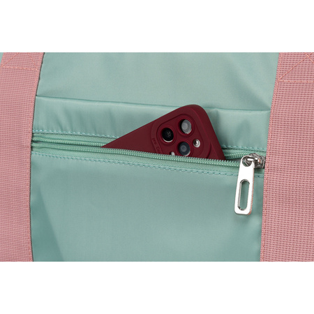 Grün-Rosa Reisetasche aus Polyester mit Reißverschluss – Peterson