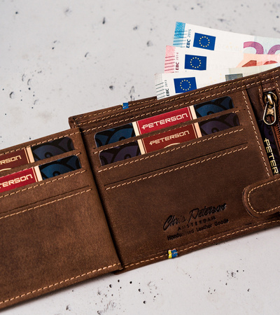 Herren Geldbörse horizontal mit dekorativer Prägung – Peterson