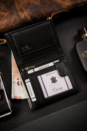 Große Herren Geldbörse aus Leder ohne Verschluss – Rovicky