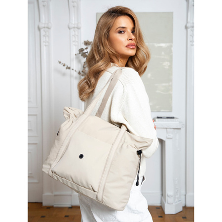 Beige Damen Shopper aus Polyester mit bequemen Henkeln – Peterson