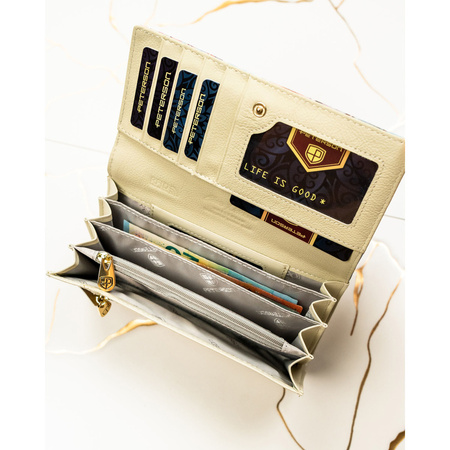 Damen-Geldbörse mit Blumenmuster aus Natur- und Öko-Leder – Peterson