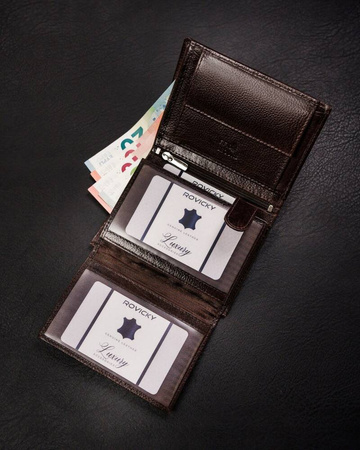 Herren Geldbörse aus echtem Leder im Hochformat ohne Verschluss – Rovicky
