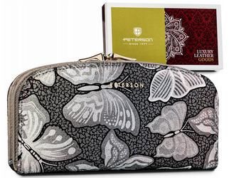 Damen Geldbörse aus Leder mit holografischen Schmetterlingen – Peterson