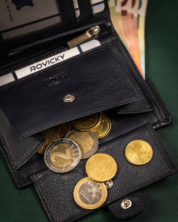 Klassische Herren Geldbörse aus Leder mit Druckknopf – Rovicky