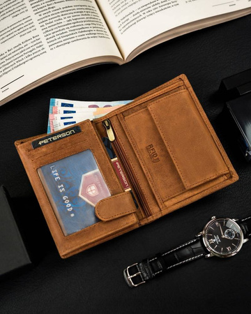 Herren Geldbörse ohne Verschluss aus Nubukleder – Peterson