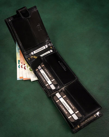 Große Herren Geldbörse aus Leder mit Druckknopf – Rovicky