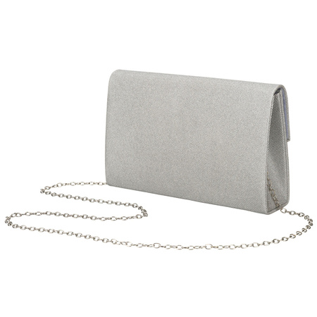 Brokat-Damen-Clutch in Silberfarbe an einer eleganten Kette hängend - Rovicky