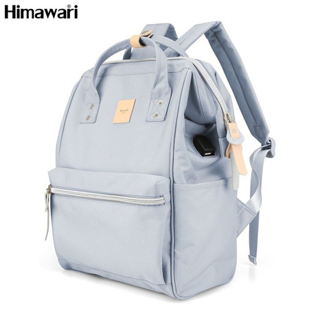 Hellblauer Rucksack mit verstellbaren Gurten und USB-Anschluss – Himawari
