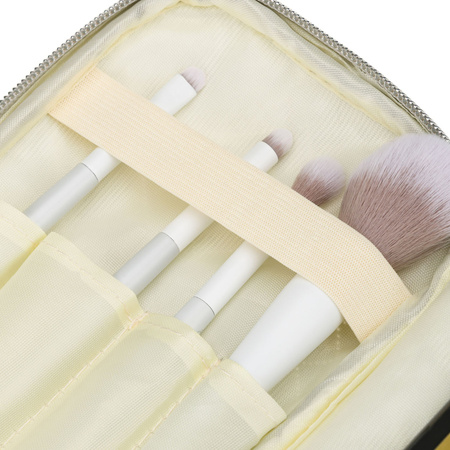 Peterson – Ein-Kammer-Kulturtasche aus synthetischem Gewebe, silberfarben, mit Reißverschluss