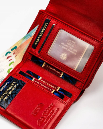 Kleine Damen Geldbörse aus Leder mit Druckknopf und Reißverschluss – Peterson