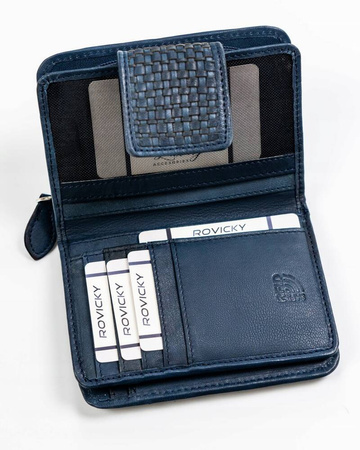 Damen Geldbörse aus Leder mit Druckknopfverschluss – Rovicky