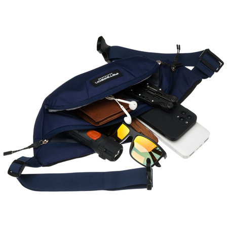 Dunkelblaue, sportliche Bauchtasche aus Polyester mit Reißverschluss – Peterson