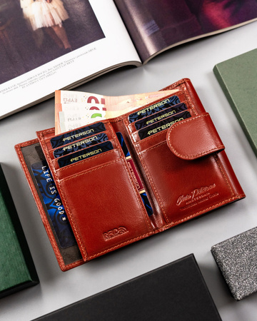 Mittlere Damen Geldbörse aus Leder mit Druckknopf – Peterson