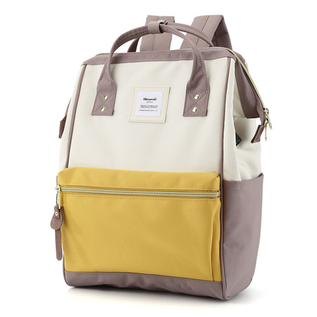 Beige-gelber City Rucksack mit USB und Fächern – Himawari