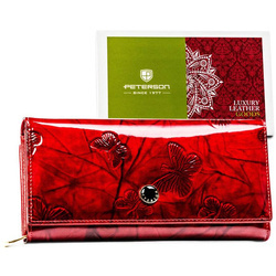 Extra geräumige Damen Geldbörse aus lackiertem Leder mit Schmetterlingen – Peterson