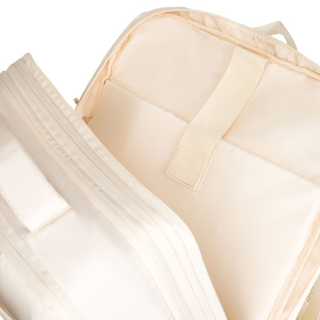 Praktischer Reise-Rucksack in Ecru, ausgestattet mit einem Netzfach und Kompressionsriemen – Peterson