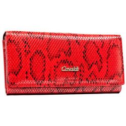 Rote Damen Geldbörse mit Druckknopf und Schlangenmuster – Cavaldi