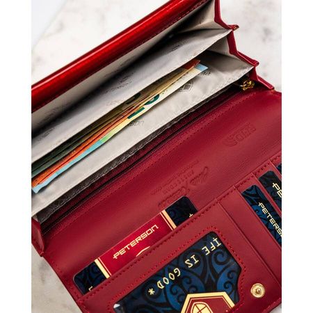 Rote Damen Geldbörse mit Münzfach und Druckknopf – Peterson