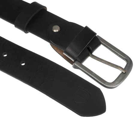 Herren Ledergürtel mit silberfarbener klassischer Schnalle – Peterson