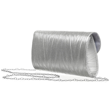 Silberne Damen Clutch aus Öko-Leder mit Magnetverschluss – Rovicky