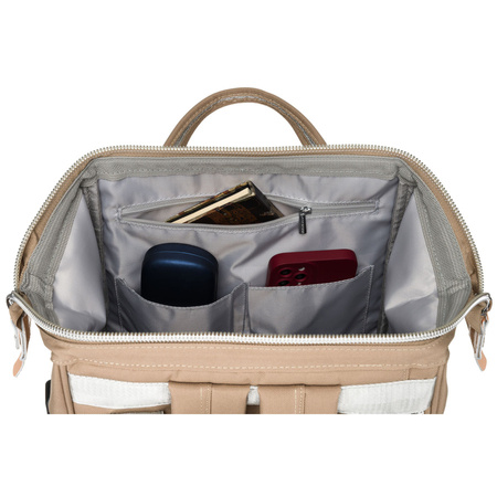 Reisefreundlicher Damen Rucksack aus Polyester in Dunkelbeige mit Laptopfach – Peterson