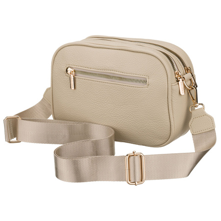 Umhängetasche mit Reißverschlusstaschen, hergestellt aus Öko-Leder in Beige – Rovicky