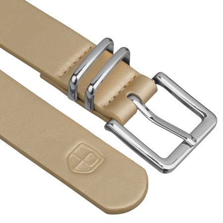 Beiger Damen-Gürtel aus Öko-Leder mit silberner, klassischer Schnalle - Peterson