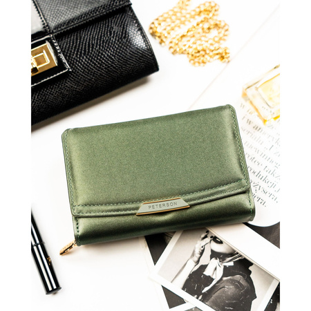 Damen-Geldbörse aus Öko-Leder in Grün ausgestattet mit RFID-System - Peterson