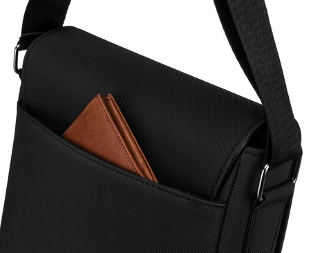 Herren Umhängetasche mit Überschlag aus Cordura in Schwarz – Rovicky