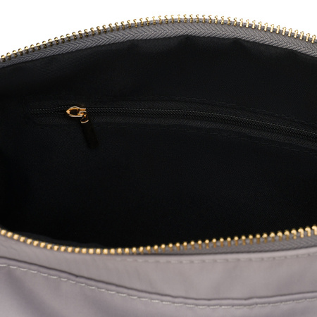 Graue Damen-Handtasche aus Nylon, aufgehängt an einem verstellbaren Gürtel und mit einem Reißverschluss geschlossen - Peterson