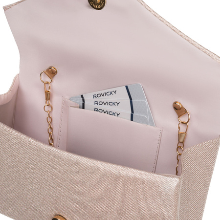 Elegante, bestickte Damen-Clutch aus synthetischem Stoff in Beige - Rovicky