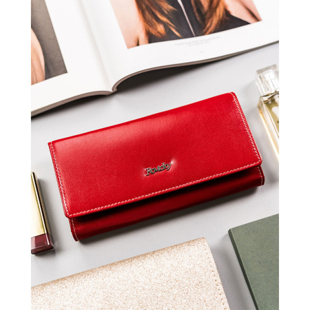 Große Damen Geldbörse aus Leder mit Druckknopf – Rovicky