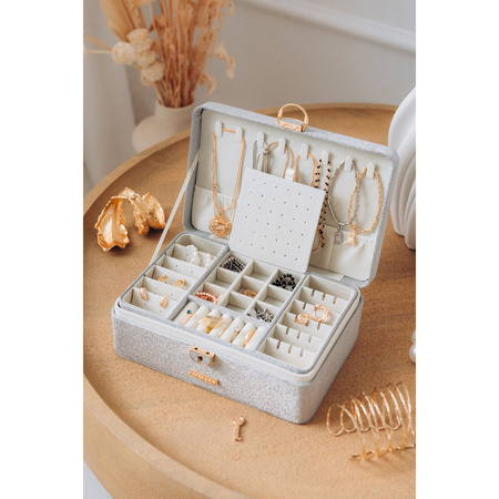 Graue, elegante Schatulle mit Schnappverschluss und Schlüssel – Peterson