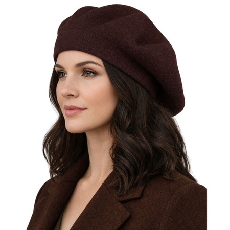 Braunes, stilvolles Damen-Barett aus Acryl – Peterson