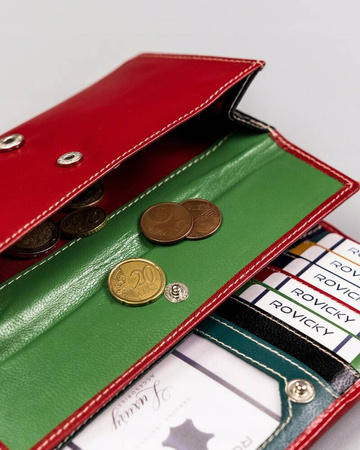 Große Damen Geldbörse aus Leder mit Druckknopf – Rovicky