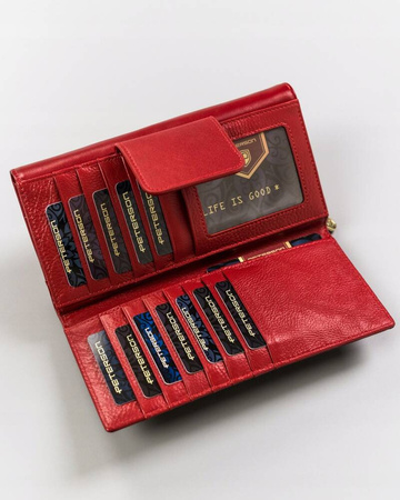 Große Damen Geldbörse aus Leder mit Druckknopf – Peterson