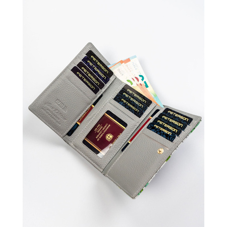 Stilvolle, mehrfarbige Damen Geldbörse aus echtem Leder mit Bügelverschluss und RFID-Schutz – Peterson