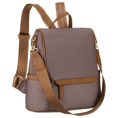 Städtischer Damen-Rucksack aus Nylon und Öko-Leder in Beige – Peterson