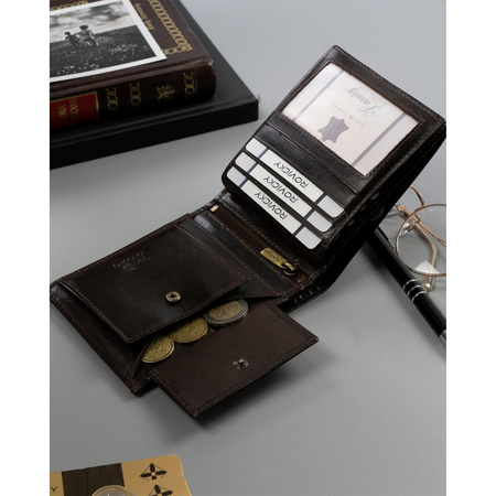 Elegante Herren Geldbörse aus Leder in Braun mit RFID-Schutz – Rovicky