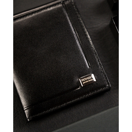 Herren Geldklammer schwarz aus Leder – Rovicky