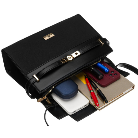 Schwarze Damen-Umhängetasche mit Schutzfüßchen – Peterson