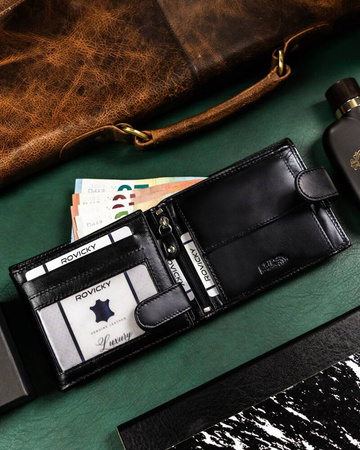 Geschenkset: Herren Geldbörse aus Leder und Schlüsselanhänger – Rovicky