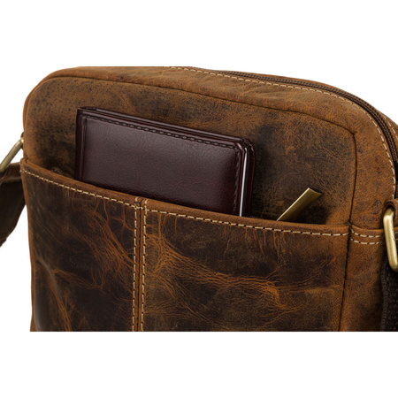 Herren-Umhängetasche mit Klappe in Braun aus Nubuk-Leder – Peterson